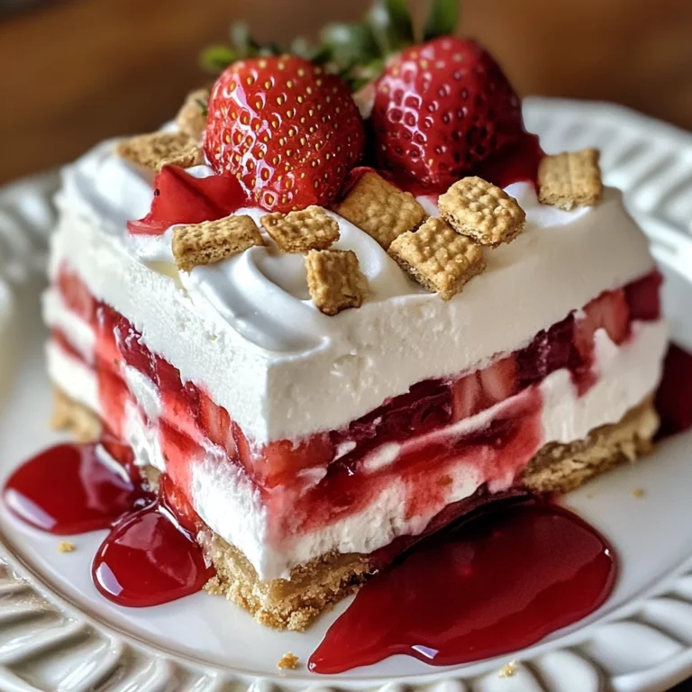 strawberry shortcake icebox cake slice close-up